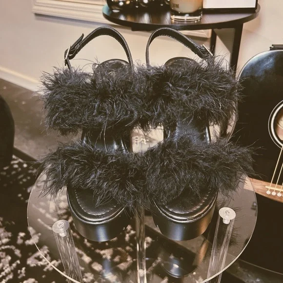 Platform Feather Heels | Mata X Dolls Kill | SIZE 9 - Picture 2 of 6